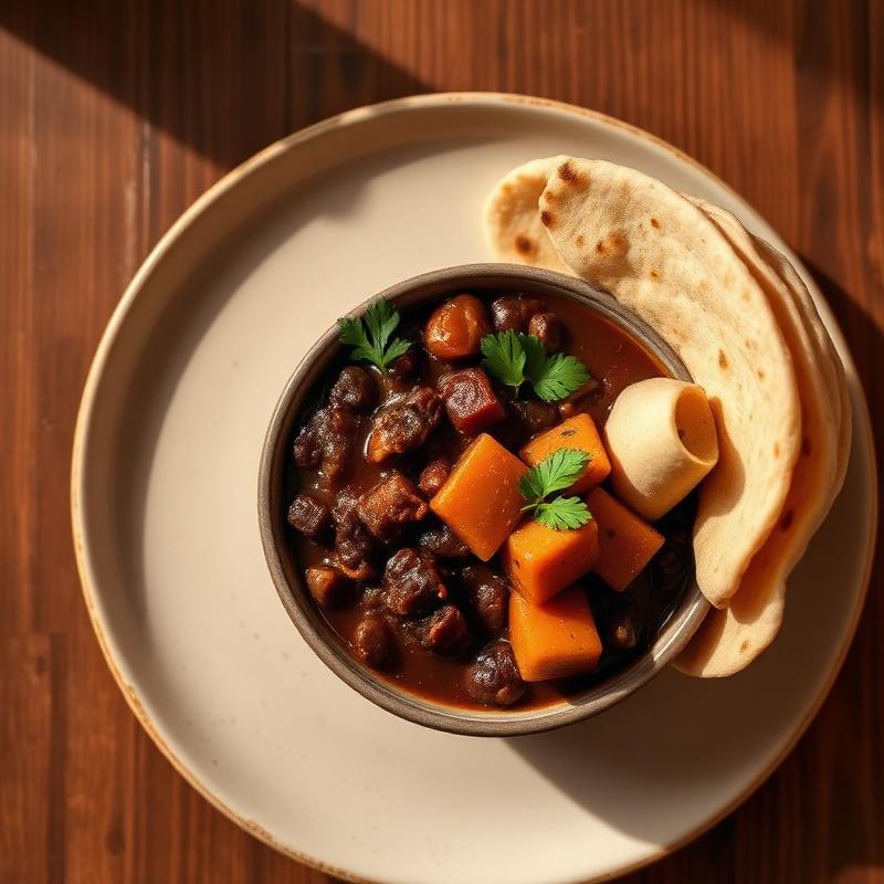 Njahi black bean stew served with chapati.